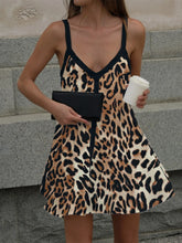 Leopard Print V-neck Cami Swing Dress Leopard