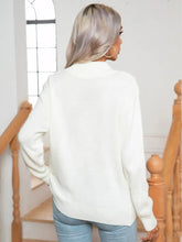 Openwork Geometric Mock Neck Sweater Sweater Pullovers