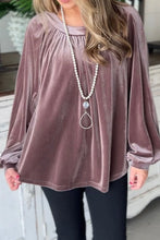 Ruched Round Neck Raglan Sleeve Blouse Lilac Woman Blouses