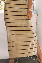 Striped Slit Sleeveless Maxi Dress Woman Maxi Dress