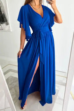 Champagnergoldenes Wickelkleid mit hohem Schlitz, Maschinenwäsche kalt