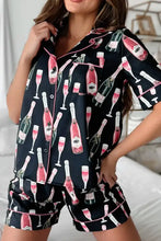 Champagne Print Short Sleeve Top and Shorts Set Woman Loungewear Sets