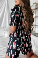 Champagne Print Short Sleeve Top and Shorts Set Woman Loungewear Sets