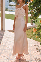 Champagne Satin One Shoulder Sleeveless Evening Dress