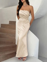 Champagne Satin Strapless Evening Gown Evening Dresses