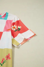 Checker Print Round Neck Short Sleeve T-Shirt Woman T Shirts