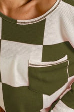 Checker Printed Hacci Waffle Knit Long Sleeve Shirt for Women