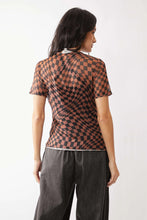 Checkerboard Mesh Short Sleeve Top for Women