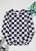 Checkerboard Western Mesh Long Sleeve Bodysuit for Women