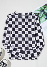 Checkerboard Western Mesh Long Sleeve Bodysuit for Women