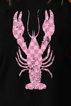 Checkered Lobster Graphic Round Neck Short Sleeve T-Shirt Woman T Shirts