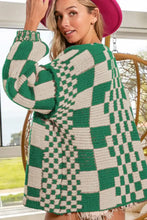 Checkered Open Front Long Sleeve Cardigan Woman Outerwear
