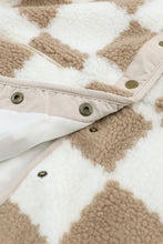 Checkered Snap Down Long Sleeve Jacket Woman Outerwear