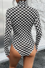 Checkered Turtleneck Bodysuit in Black and White Woman Bodysuits