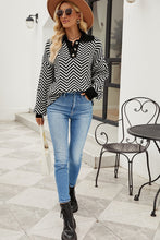 Chevron Pattern Collared Neck Sweater with Regular Sleeve Length