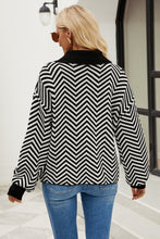 Chevron Pattern Collared Neck Sweater with Regular Sleeve Length