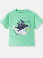 Mint green kids anglerfish graphic short sleeve t-shirt