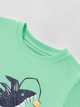 Children’s anglerfish graphic mint green t-shirt, machine wash cold