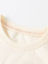 Children’s artistic applique t-shirt, cream cotton basic style, machine wash cold
