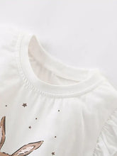 Children’s bunny graphic white sleeveless ruffle top with star embroidery