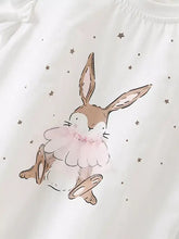 Children’s Bunny Graphic Ruffle Sleeve T-Shirt with bunny graphic in mesh tutu
