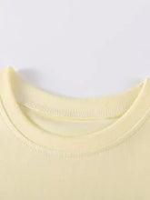 Children’s Bunny Ruffle Sleeve T-Shirt, soft pale yellow cotton with crew neck, machine wash cold