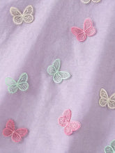 Children’s crew neck T-shirt with lavender butterfly appliques, machine wash cold