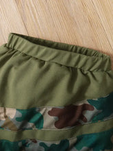 Childrens camouflage olive green pants set with sweatpants and stripes
