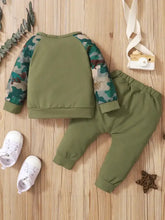 Childrens camouflage olive green pants set with sweatshirt