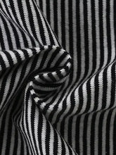Black and white striped ribbed knit excavator appliqué t-shirt fabric