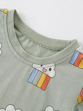 Sage green childrens cloud rainbow t-shirt, machine wash cold