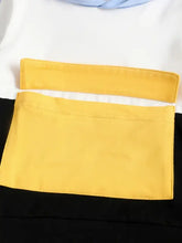Yellow microfiber cloth with black edges for childrens color block hoodie pants set
