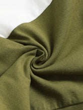 Olive green color block childrens linen throw blanket