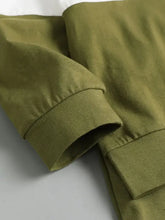 Childrens color block olive green utility jacket with rolled cuffs