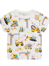Childrens vehicle print short sleeve t-shirt, machine wash cold