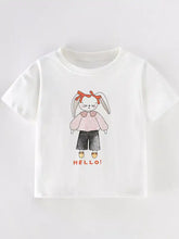Children’s cute bunny graphic t-shirt, white cotton, machine wash cold