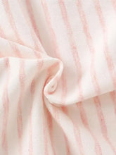 Cute cartoon caterpillar striped T-shirt in soft pink white knit fabric