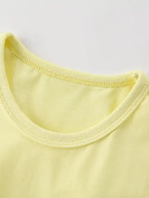 Children’s cute dinosaur applique pale yellow cotton t-shirt