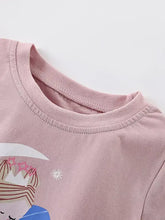 Children’s cute fairy graphic pink t-shirt with braided crown character