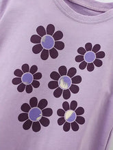 Children’s cute floral print lavender t-shirt, machine wash cold
