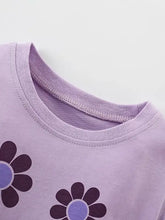Children’s cute floral print lavender t-shirt, machine wash cold