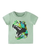 Light green dinosaur graphic short sleeve toddler t-shirt