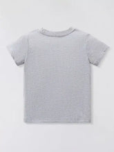 Children’s dinosaur round neck t-shirt, gray heathered cotton, machine wash cold