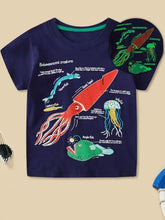 Childrens glow-in-the-dark bioluminescent t-shirt, navy, machine wash cold