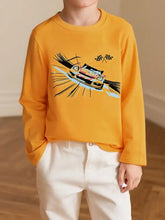 Vibrant orange race car crew neck t-shirt in natural cotton
