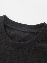 Black heathered natural cotton childrens graphic t-shirt, ribbed crew neck