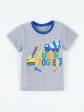 Heather grey kids graphic t-shirt with fun in progress print