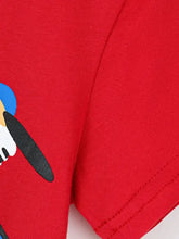 Red natural cotton childrens graphic t-shirt with cartoon character