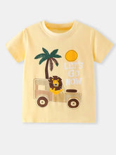 Children’s lion graphic short sleeve t-shirt with safari jeep design