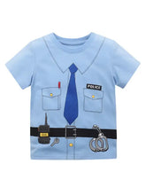 Children’s police officer graphic t-shirt, light blue, machine wash cold